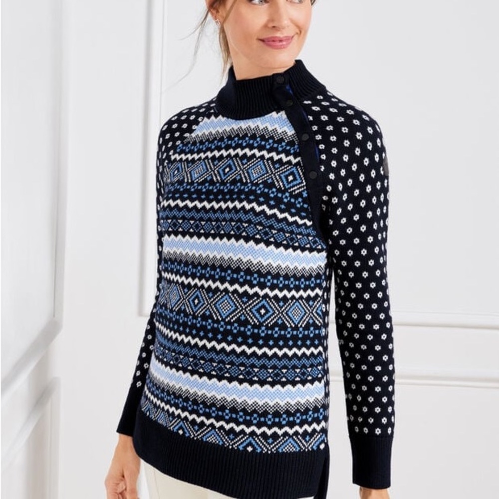 THERMOLITE® SNAP BUTTON MOCKNECK SWEATER - FAIR ISLE
